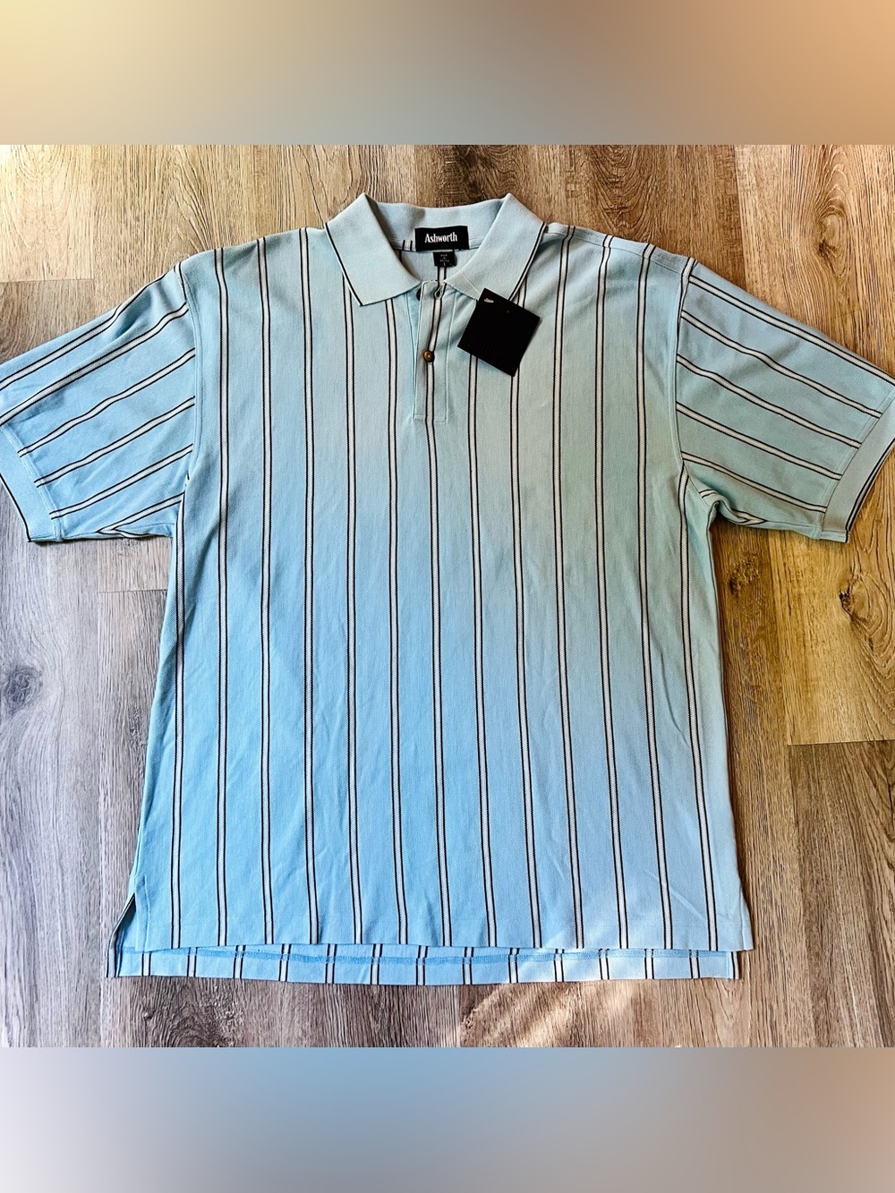 Ashworth Light Blue Vertical Stripe Polo